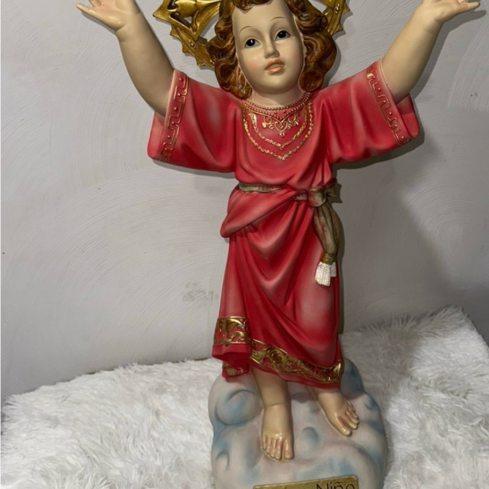 Divino Niño Religious Statue in Red and Gold